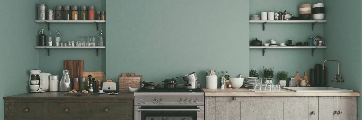 Elegant kitchen with a stove and a countertop