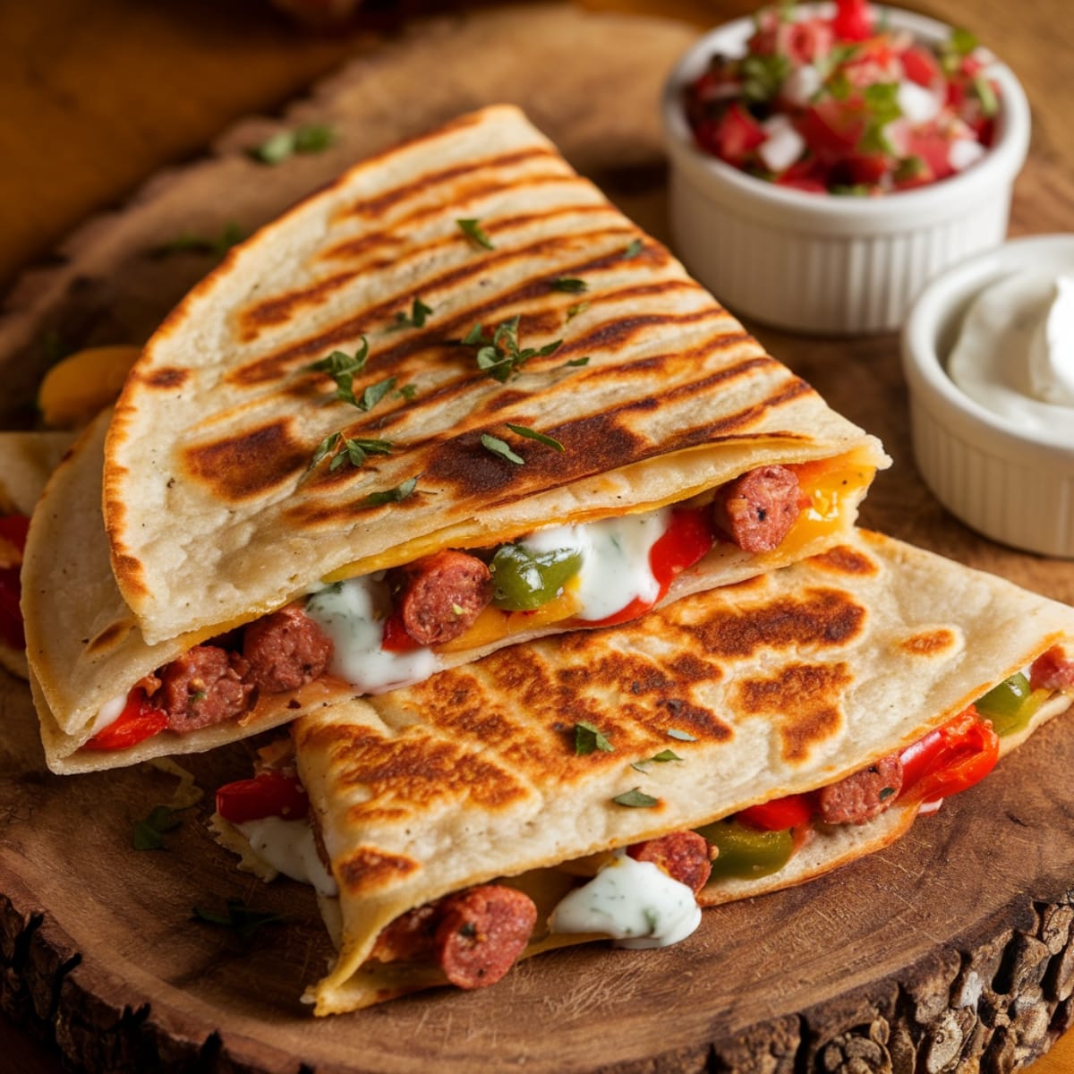 Sausage and Pepper Quesadillas