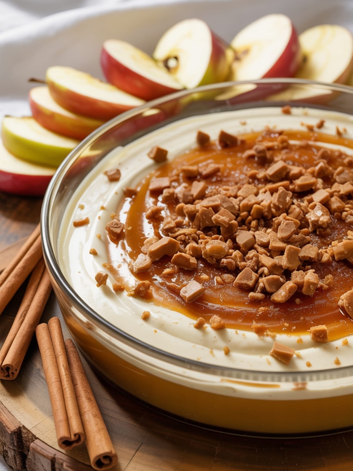 3-Layer Caramel Apple Cheesecake Dip - 10-Minute Fall Appetizer