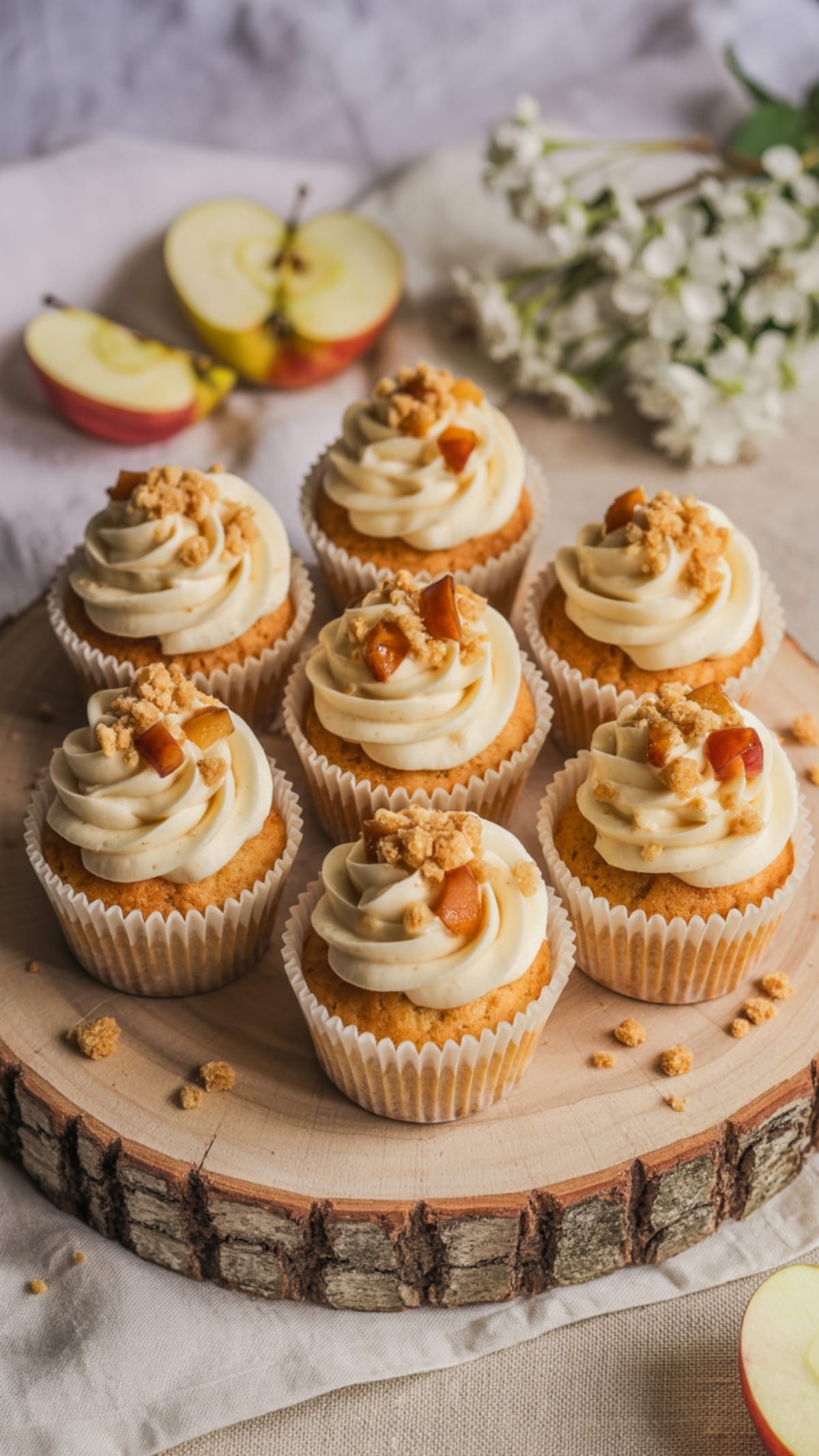 Fall Favorite Apple Crisp Cupcakes with Caramel Drizzle