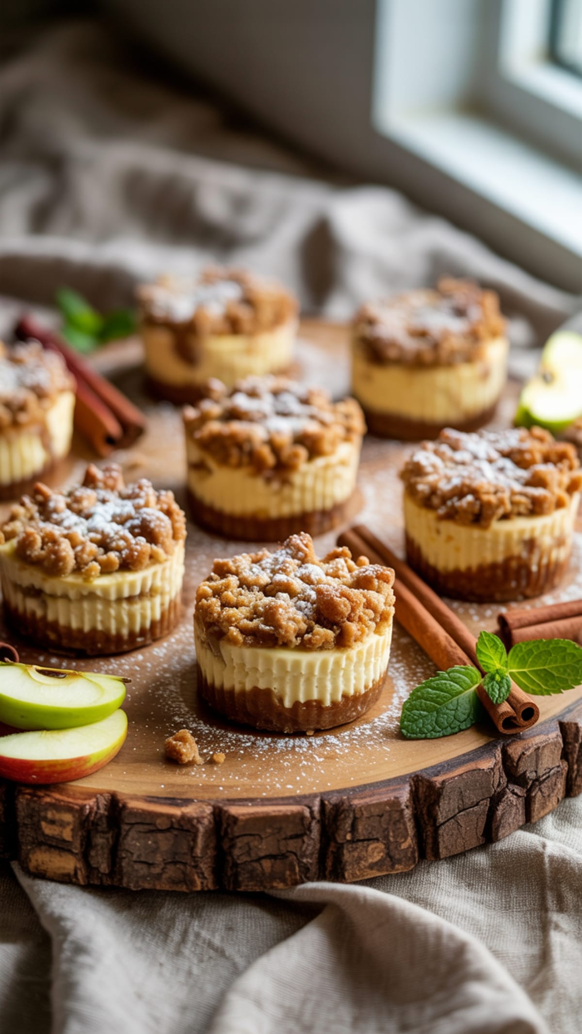Mini Apple Pie Cheesecakes with Crispy Oat Topping