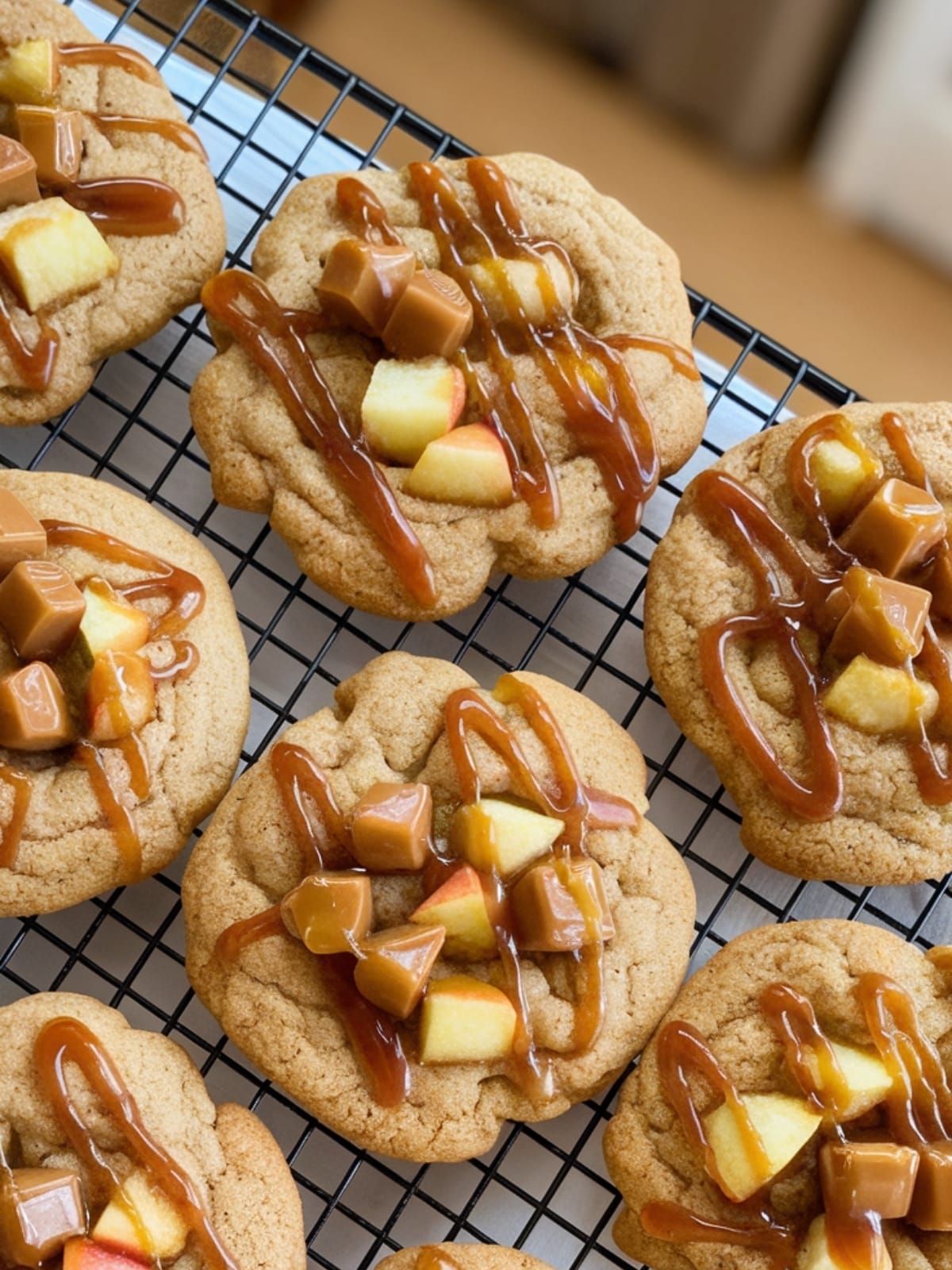 Bakery-Style Caramel Apple Cookies with Cinnamon Drizzle