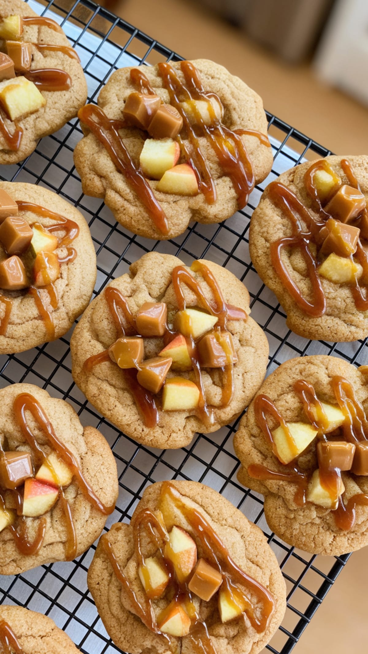 Bakery-Style Caramel Apple Cookies with Cinnamon Drizzle