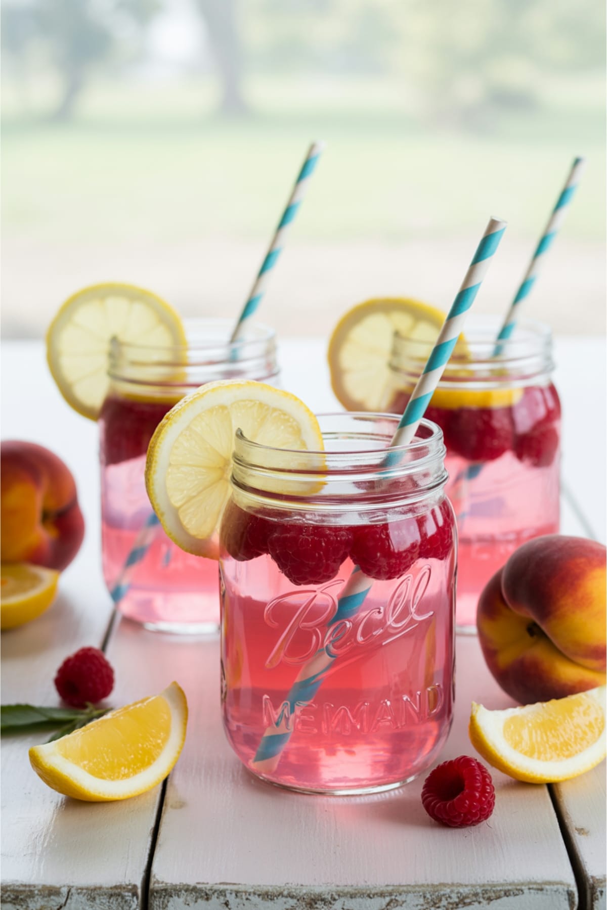 Bright & Colorful Summer Drink - Raspberry Peach Lemonade Recipe