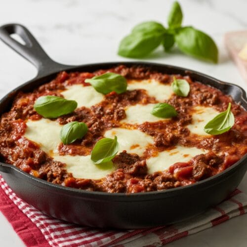 Cheesy Beef Lasagna Skillet