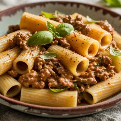Creamy Parmesan Beef Rigatoni Recipe