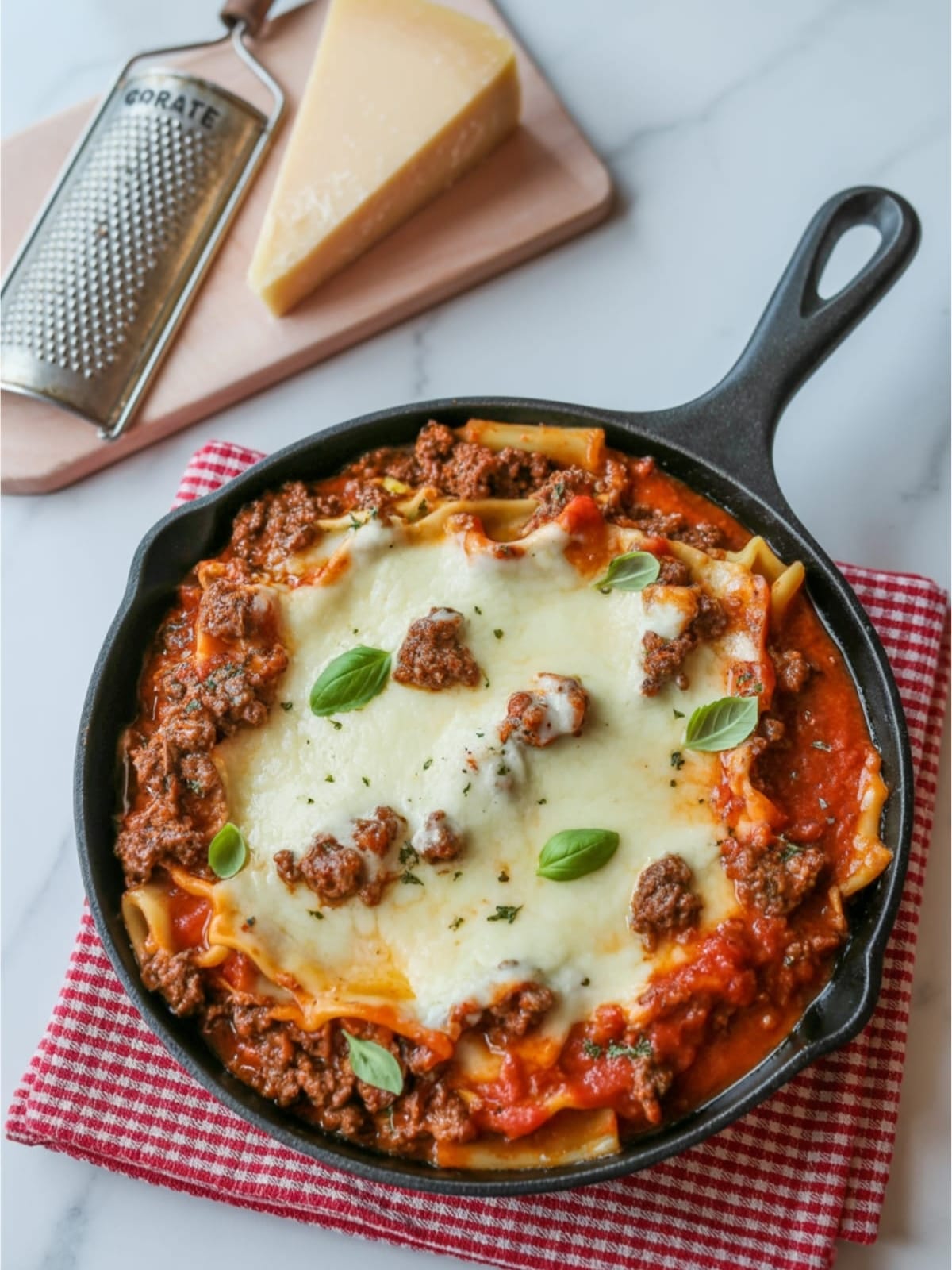 Easy Cheesy Beef Lasagna Skillet - Best Dinner Idea for Two