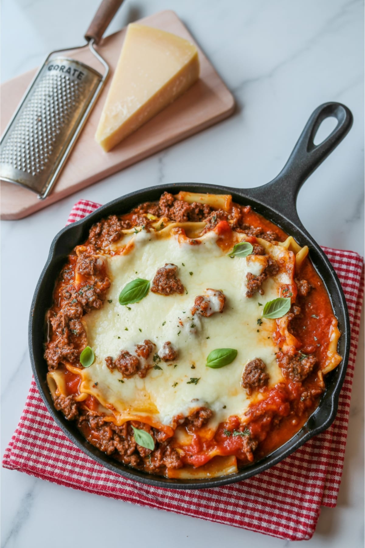 Easy Cheesy Beef Lasagna Skillet - Best Dinner Idea for Two
