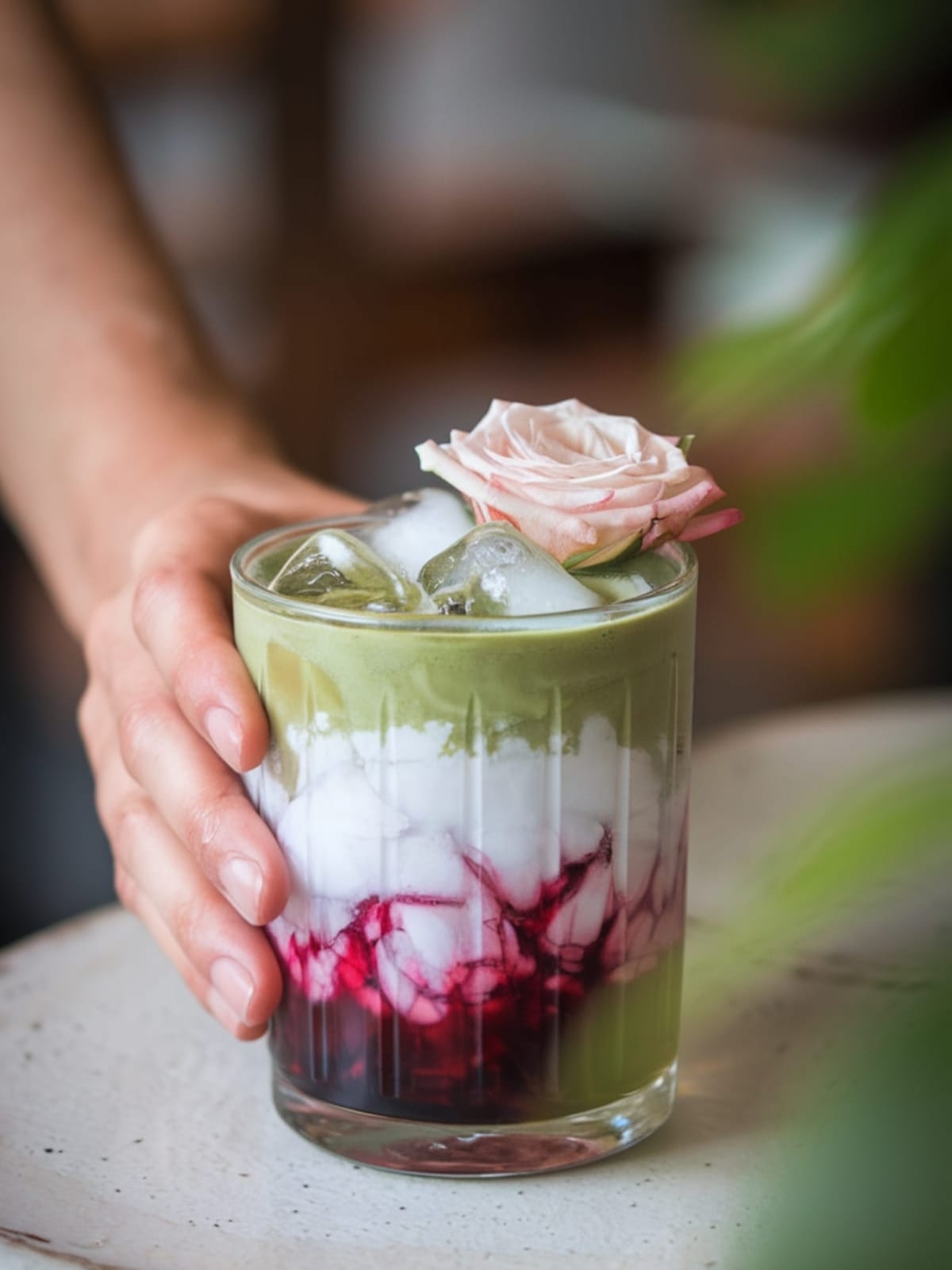 Elegant Rose & Hibiscus Iced Green Tea - A Pretty Drink for Summer
