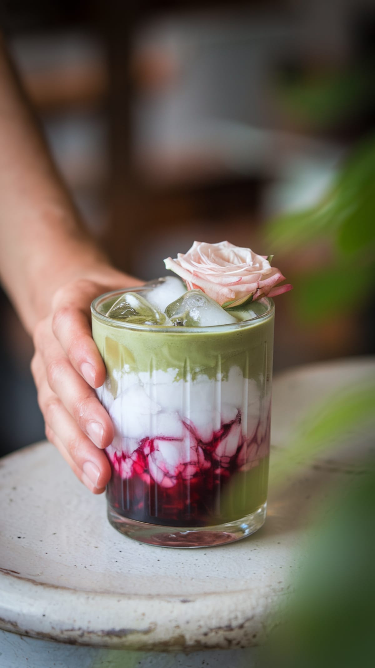 Elegant Rose & Hibiscus Iced Green Tea - A Pretty Drink for Summer