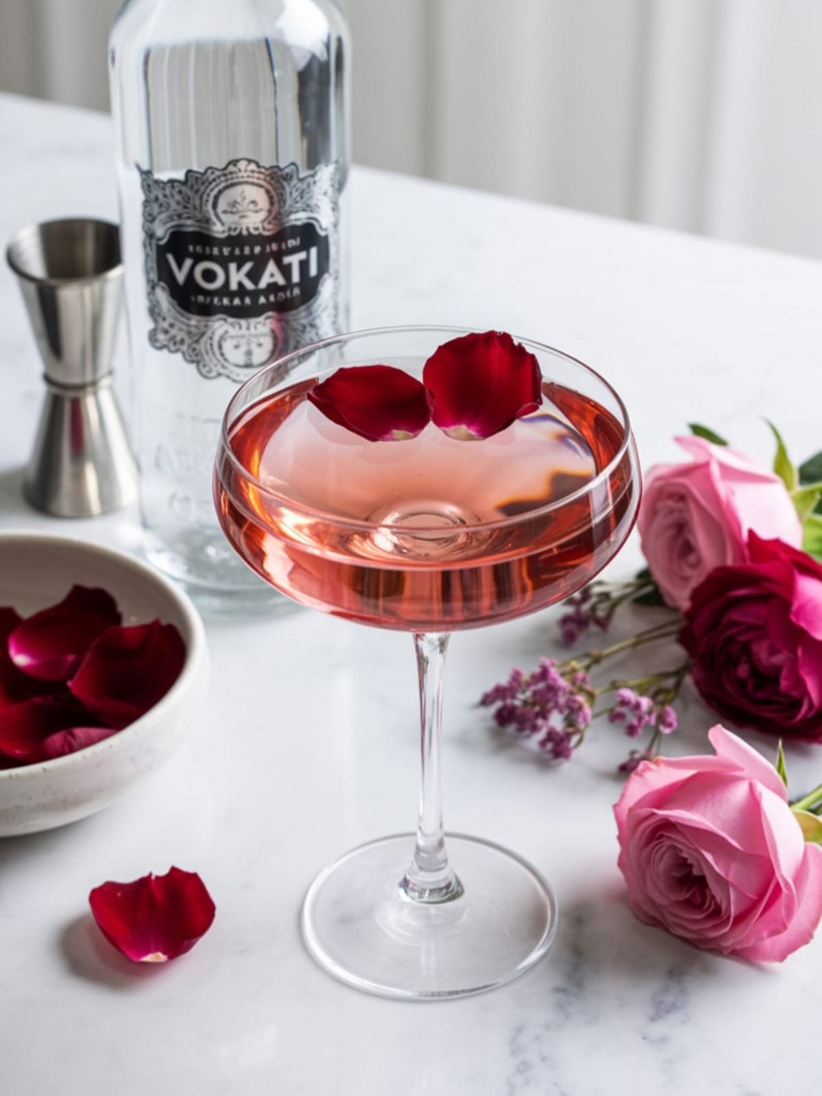 Elegant Rose Petal Gin Martini - The Prettiest Pink Cocktail