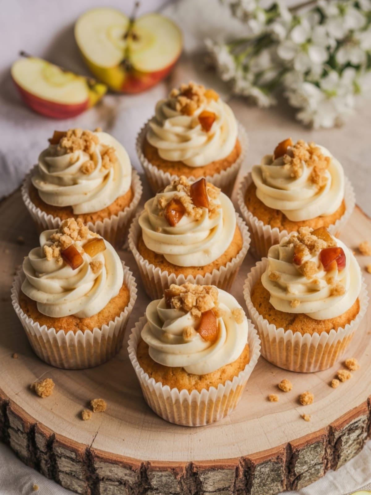 Fall Favorite Apple Crisp Cupcakes with Caramel Drizzle