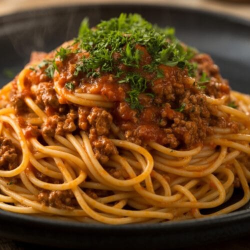 Garlic Butter Beef Spaghetti