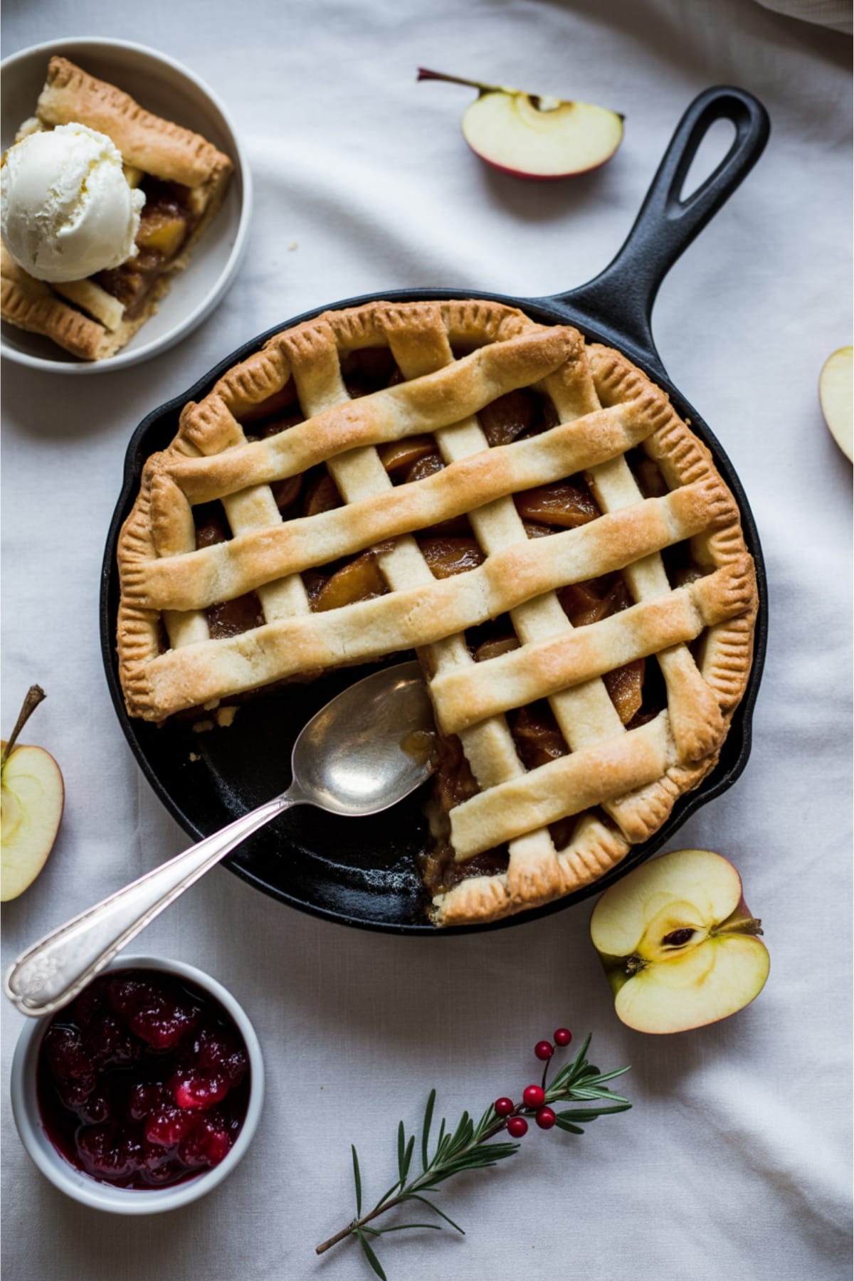 Grandma's Iron Skillet Apple Pie with Caramel Sauce