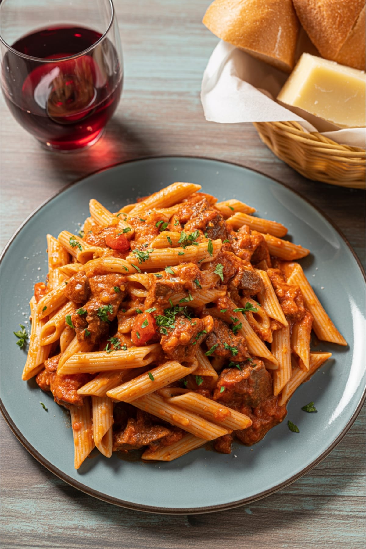 Hearty Spicy Penne Arrabbiata with Ground Beef