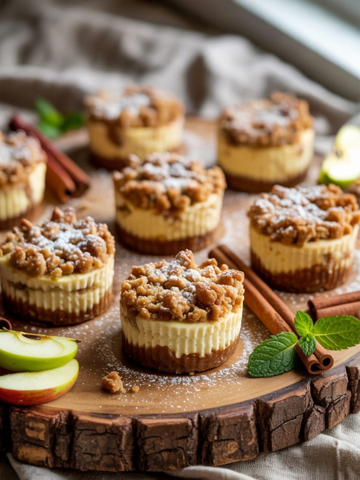 Mini Apple Pie Cheesecakes with Crispy Oat Topping