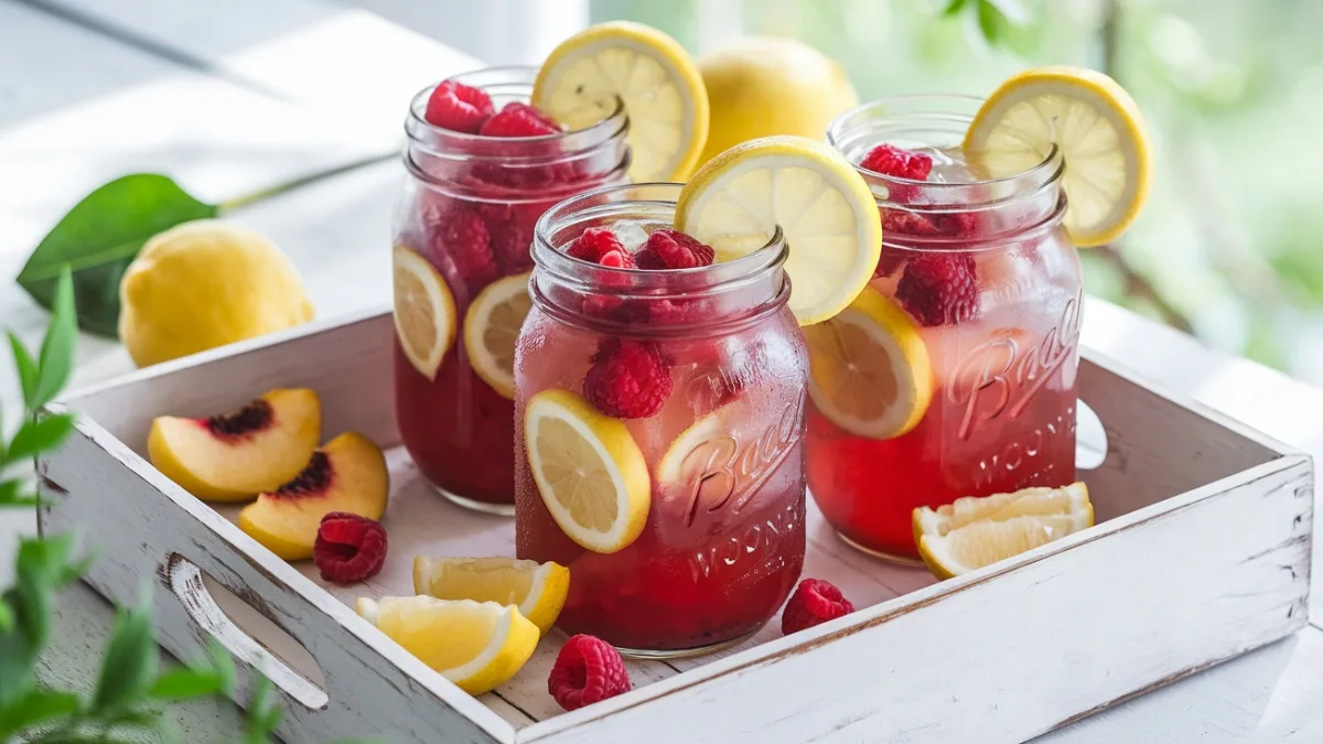 Quench Your Summer Thirst- Refreshing Homemade Raspberry Peach Lemonade