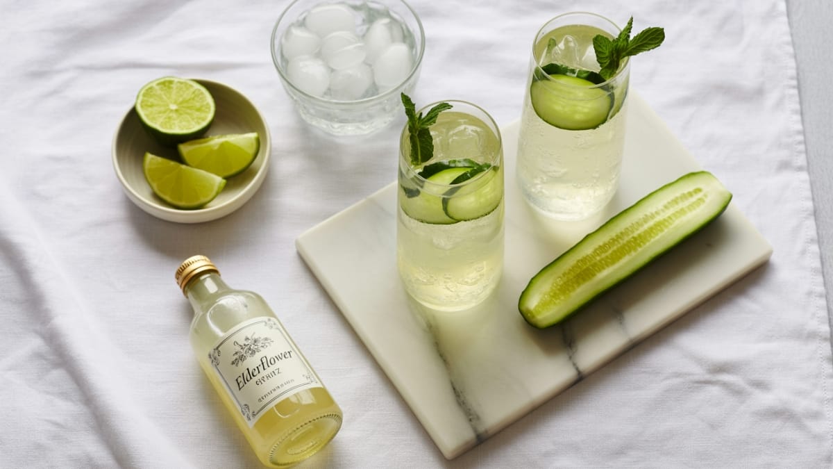 Refreshing Cucumber Elderflower Spritz Mocktail- A Vibrant Summer Sipper