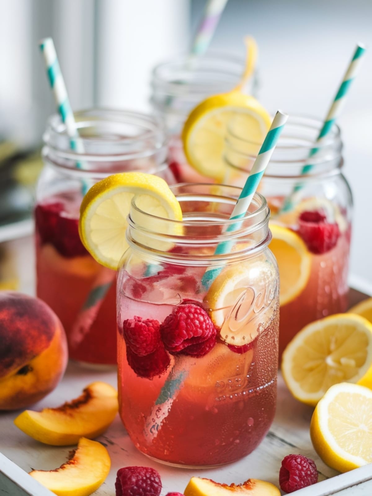 Refreshing Homemade Raspberry Peach Lemonade Perfect for Summer Days
