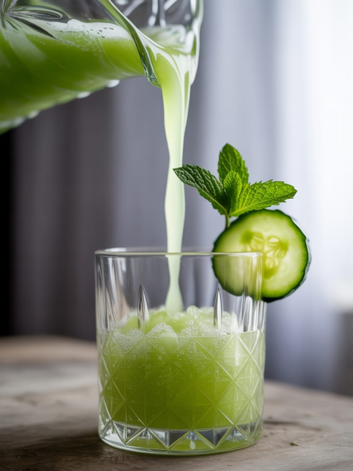 Refreshing Honeydew Cucumber Slush with Fresh Mint - Summer Cooler