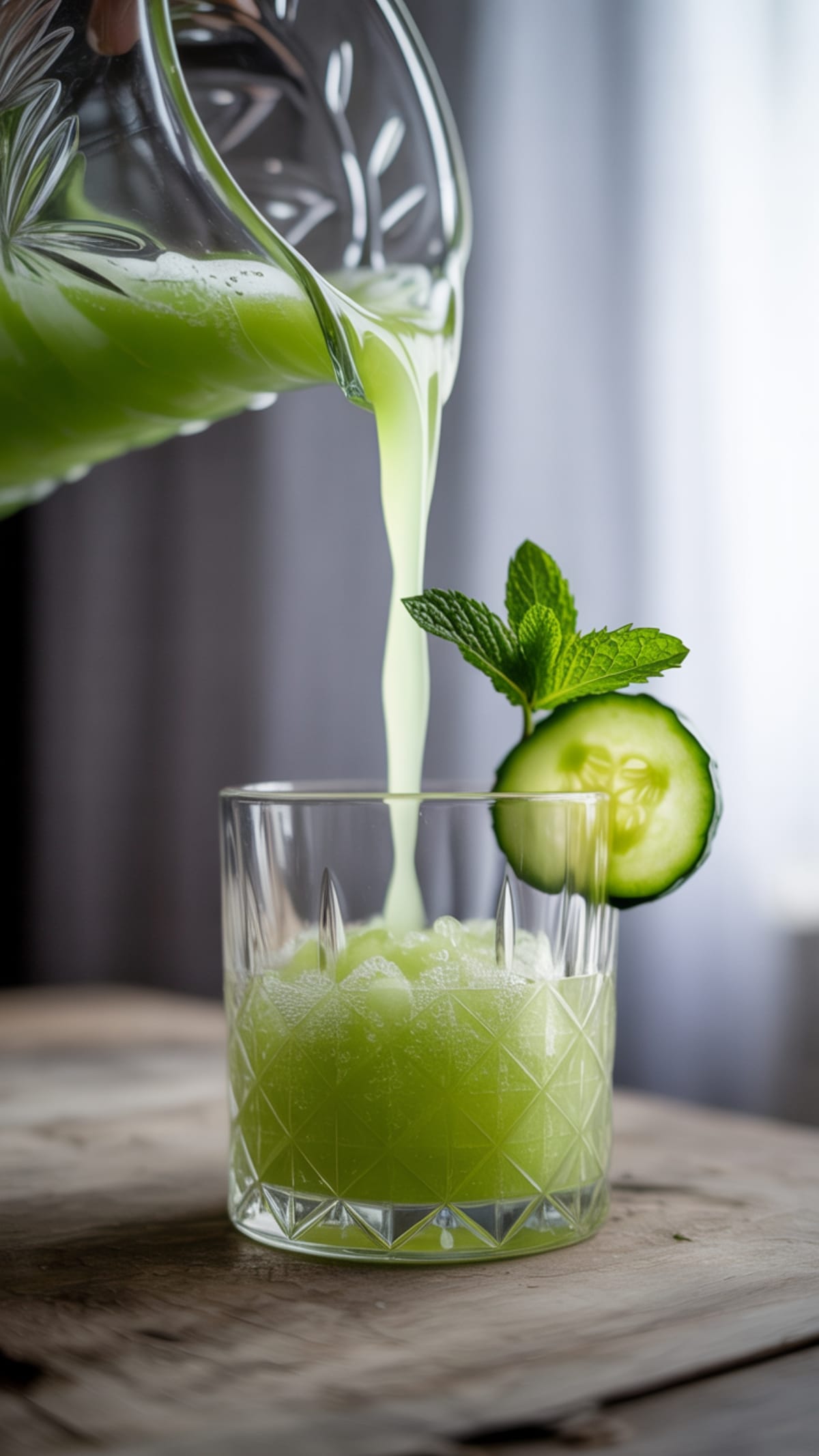 Refreshing Honeydew Cucumber Slush with Fresh Mint - Summer Cooler