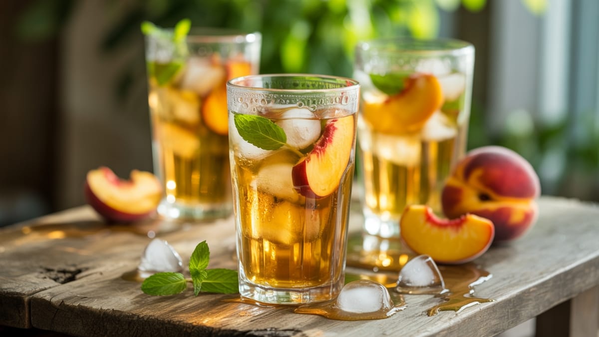 Refreshing Peach Iced Green Tea A Homemade Summer Beverage You'll Love