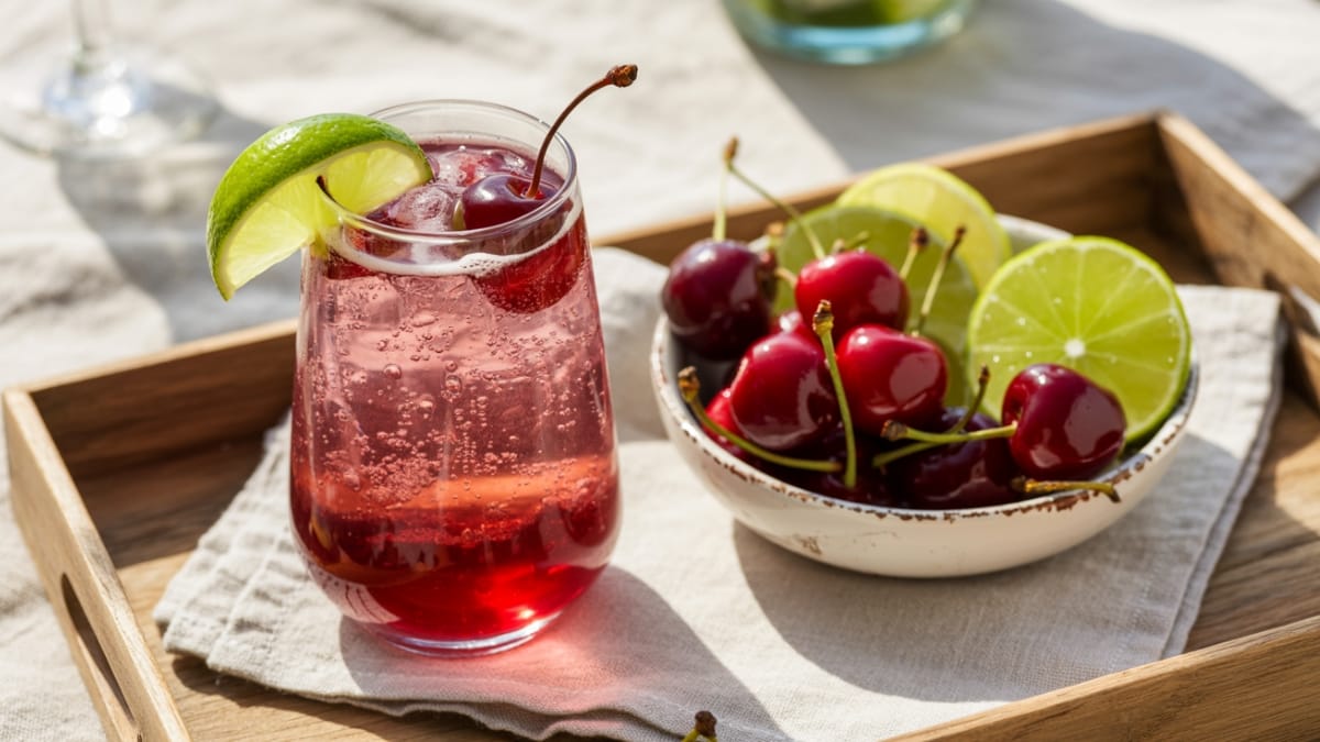 Refreshing Sparkling Cherry Lime Mocktail- A Summer Sip You Need