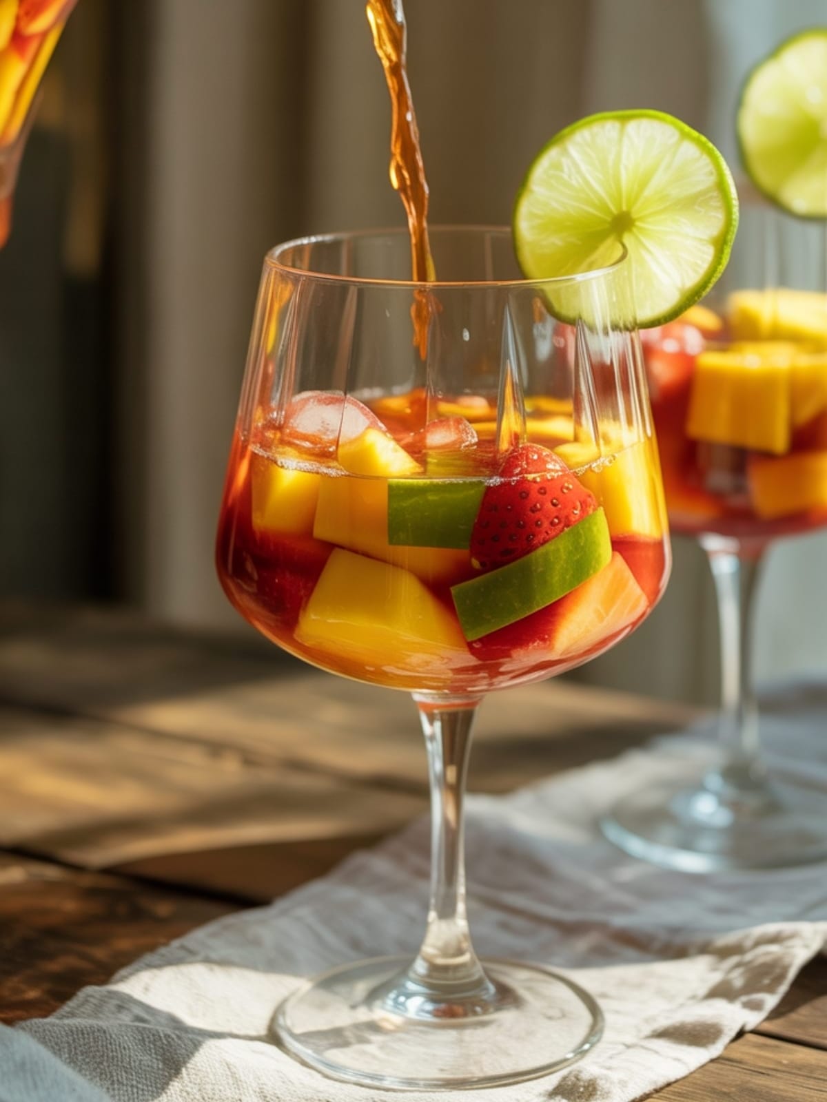 Refreshing Tropical Sangria with Sweet White Wine & Fresh Fruits