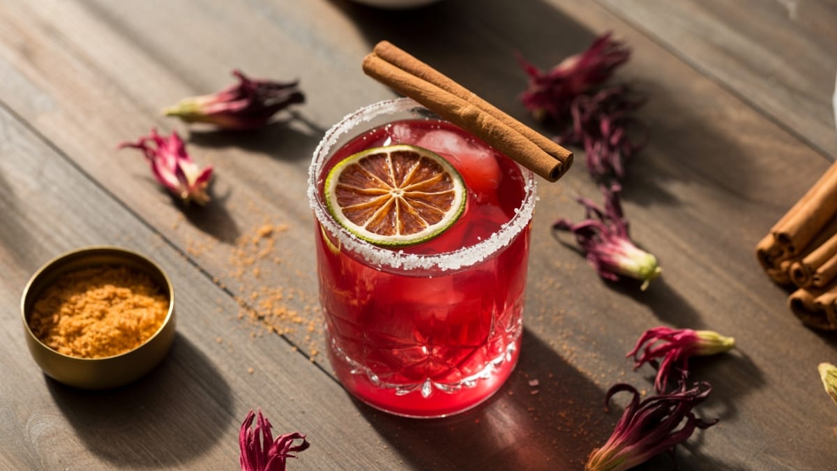 Smoky-Sweet Cinnamon Hibiscus Mezcal Margarita for Holiday Gatherings
