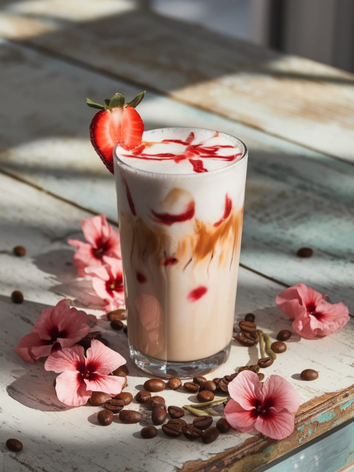 Stunning Pink Drink - Hibiscus Strawberry Iced Latte Recipe