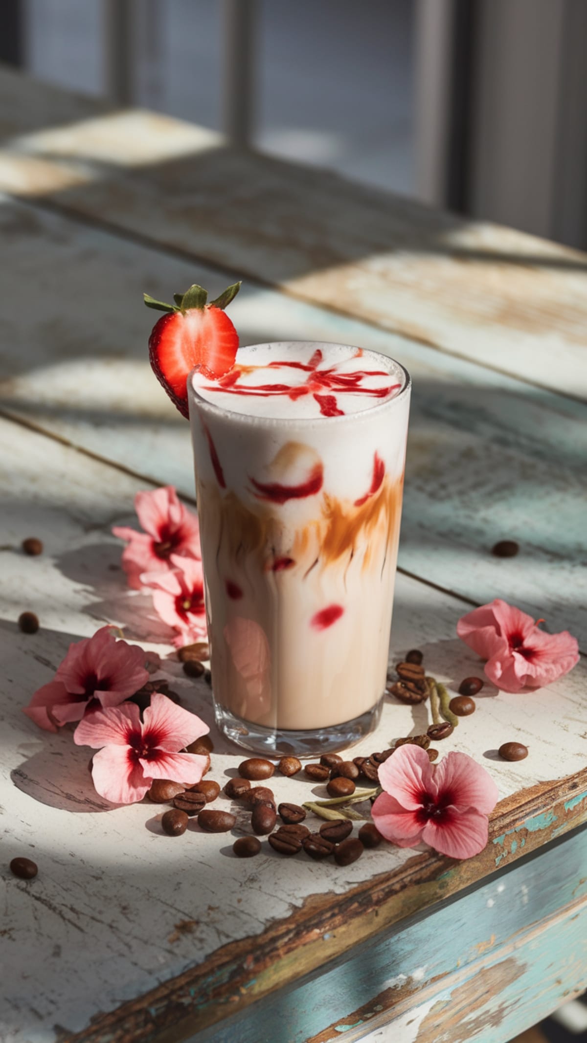Stunning Pink Drink: Hibiscus Strawberry Iced Latte Recipe