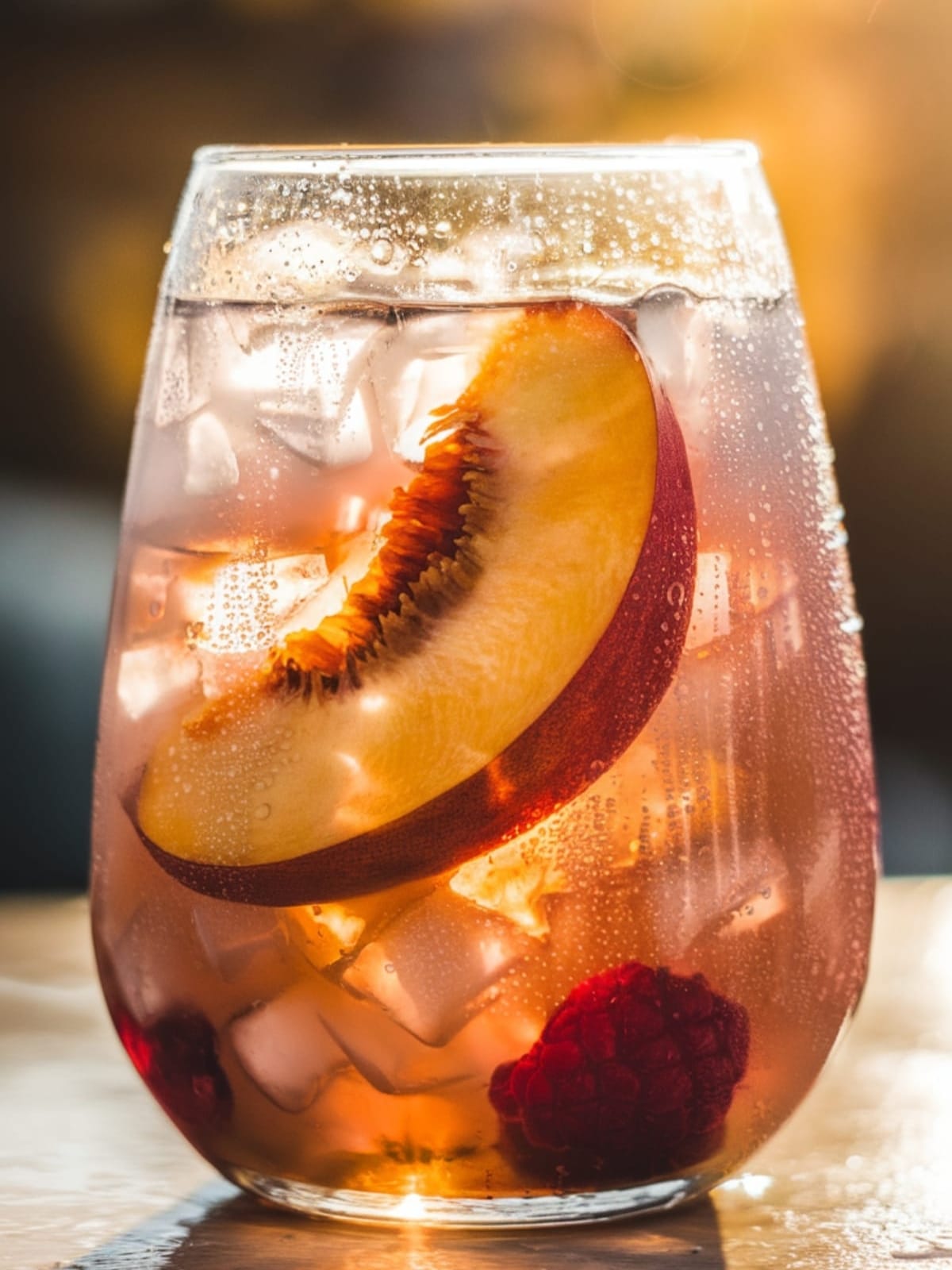 Sweet & Tangy Bellini Peach Raspberry Iced Tea Perfect for Tea Parties