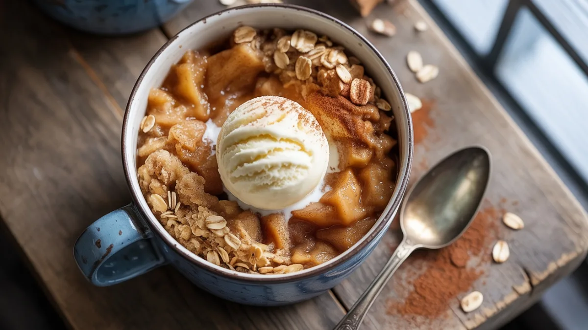 The Perfect 5-Minute Apple Crumble in a Mug- Easy Microwave Comfort