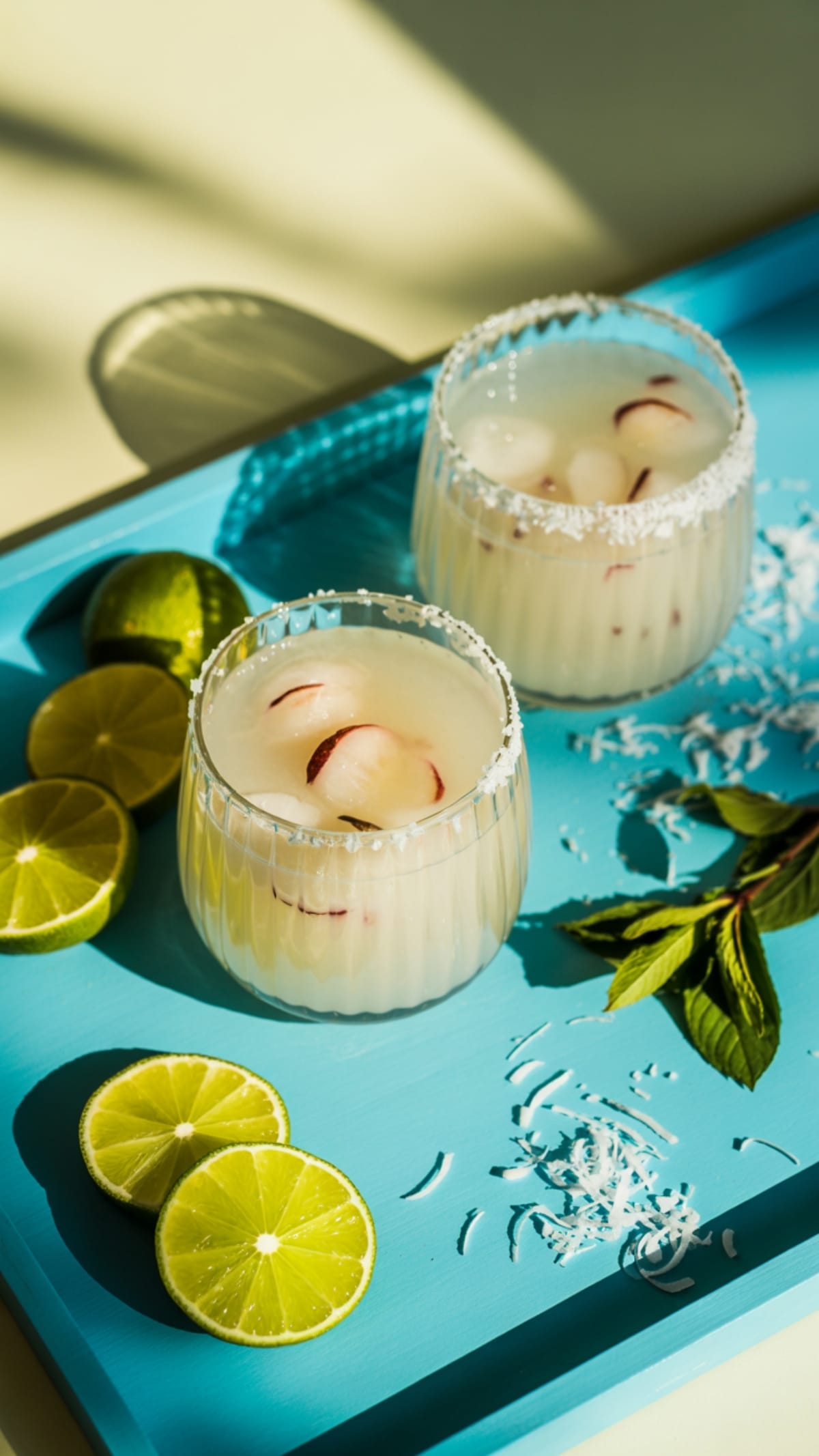 Tropical Coconut Lychee Margarita Mocktail - Alcohol-Free Delight