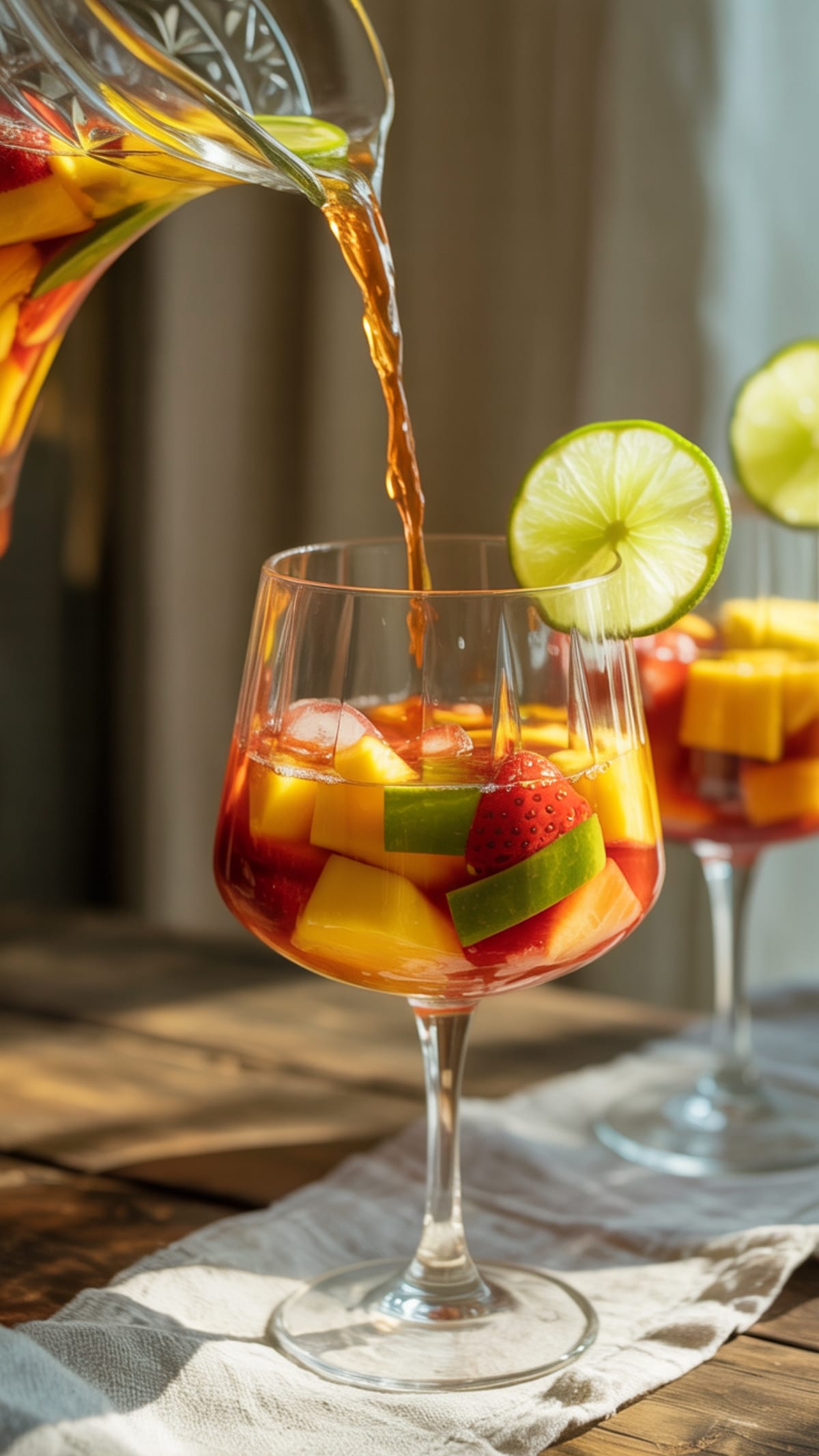 Refreshing Tropical Sangria with Sweet White Wine & Fresh Fruits