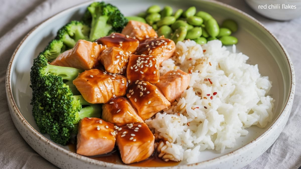 Baked Teriyaki Salmon Bowls With Broccoli