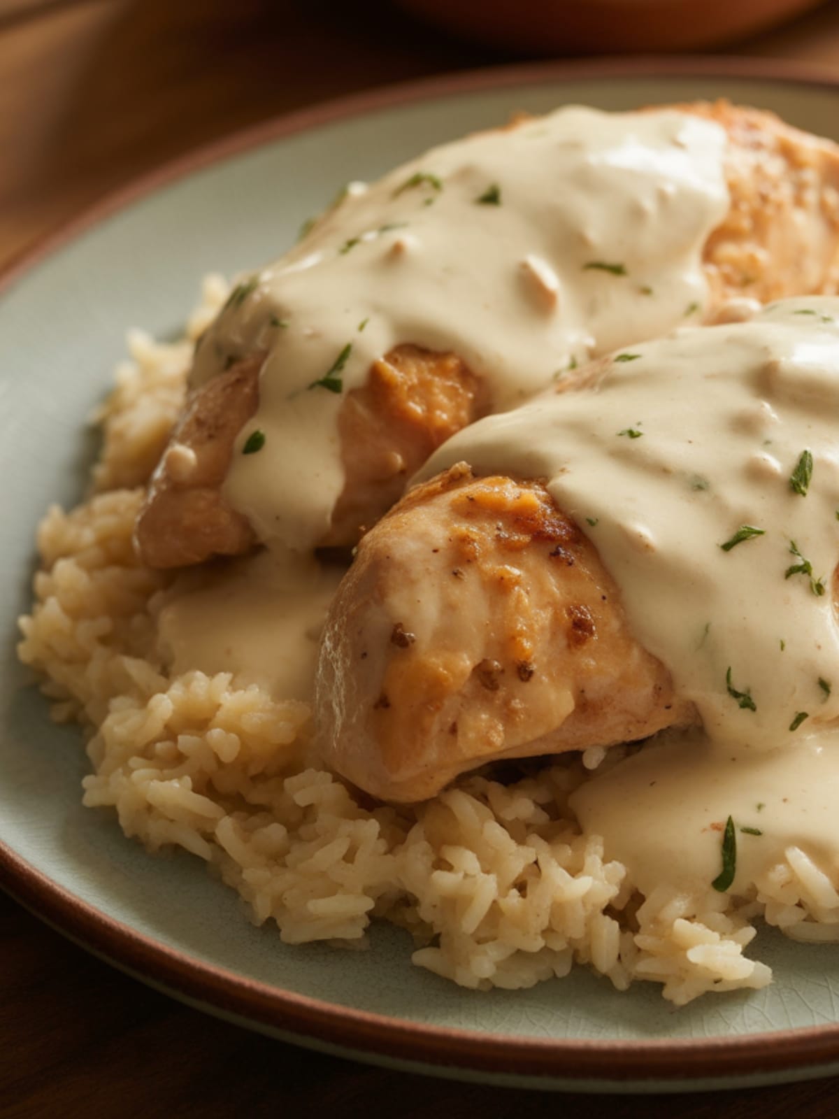 Creamy Smothered Chicken and Rice