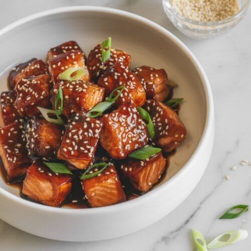 Crispy Honey Garlic Salmon Bites