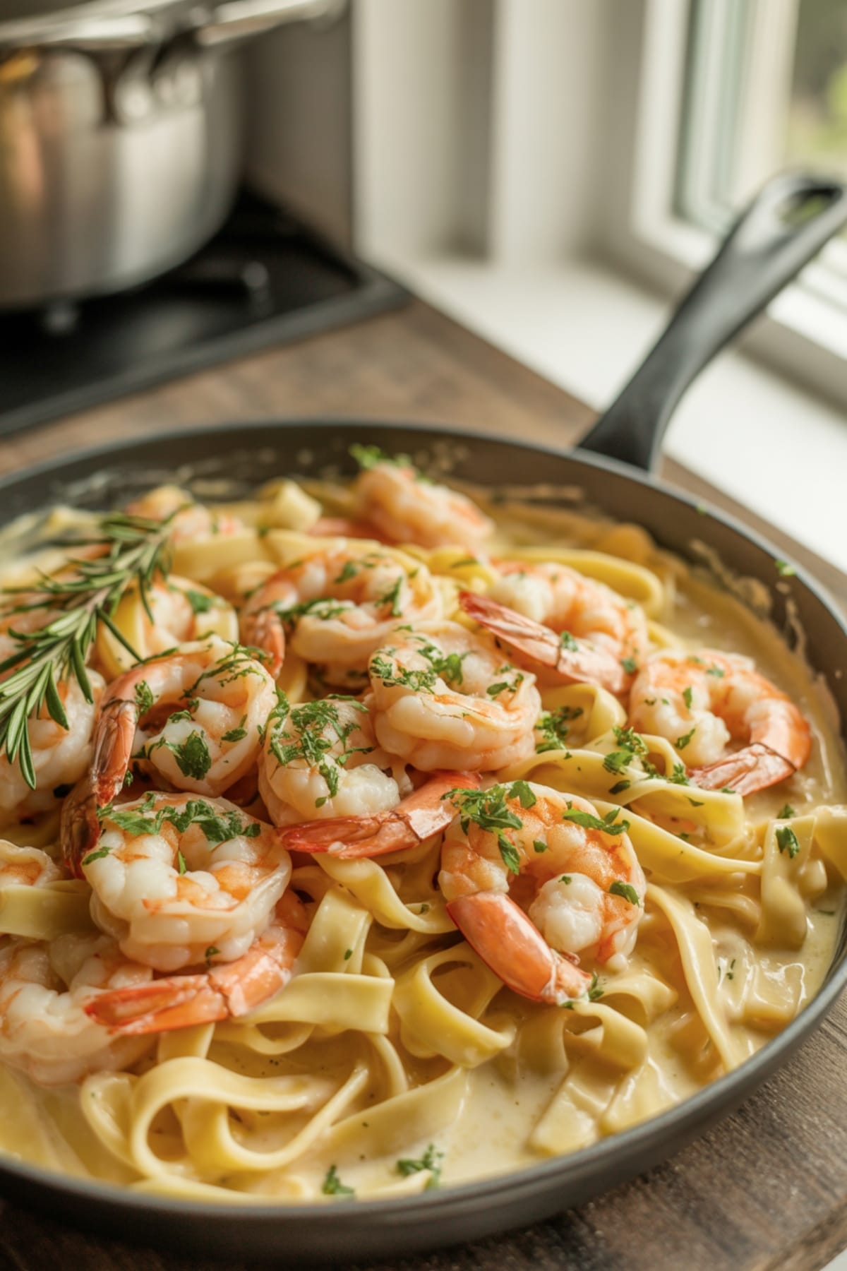 Easy Creamy Garlic Shrimp Pasta Dinner