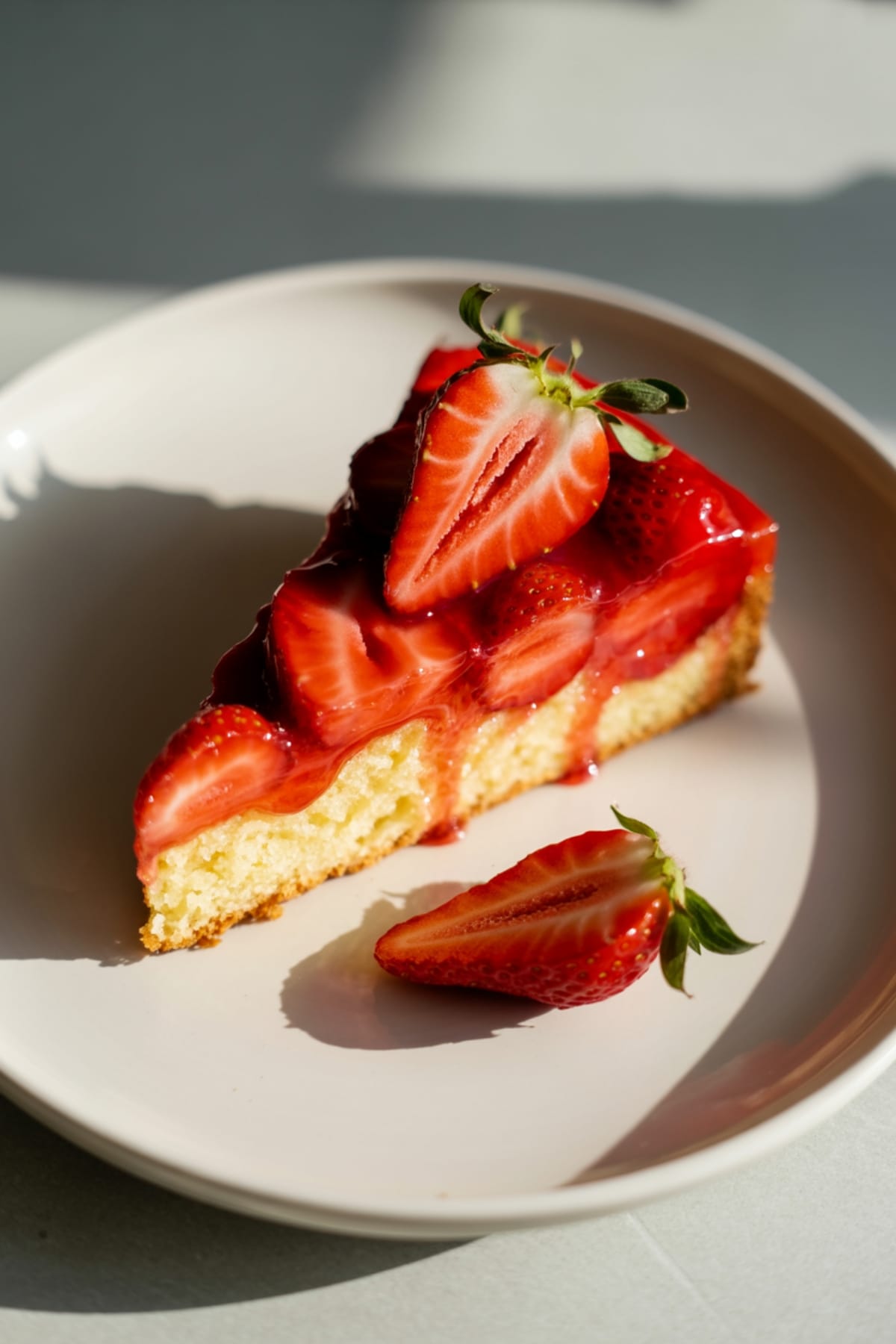 Easy Rhubarb Upside Down Cake with Fresh Strawberries