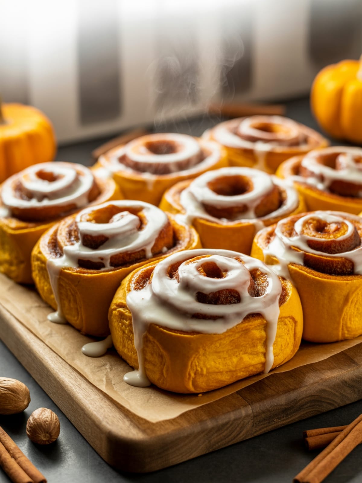 Super Gooey Vegan Pumpkin Cinnamon Rolls