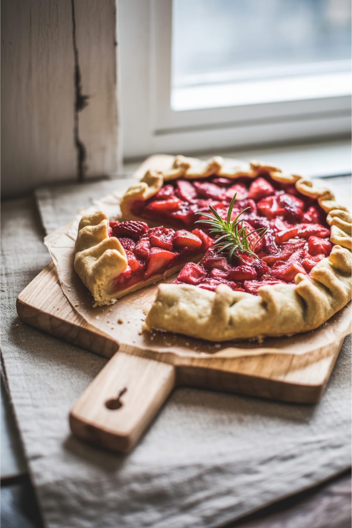 French-Inspired Rhubarb Tart with Fresh Strawberries