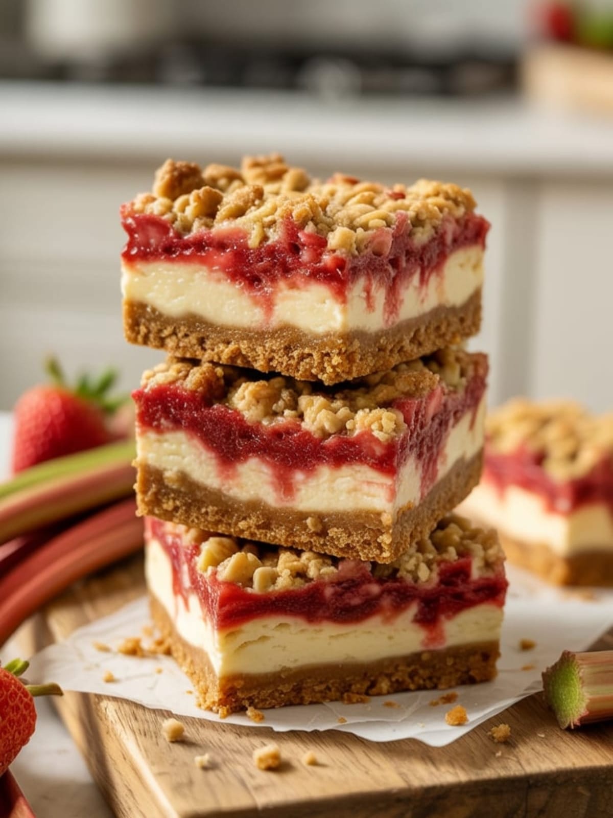 Grandma's Strawberry Rhubarb Cheesecake Bars - Heirloom Recipe