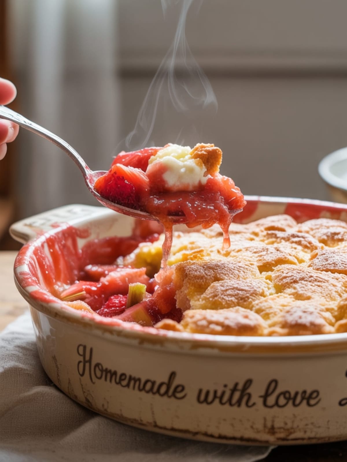 Healthy Strawberry Rhubarb Cobbler - Less Sugar, All Flavor