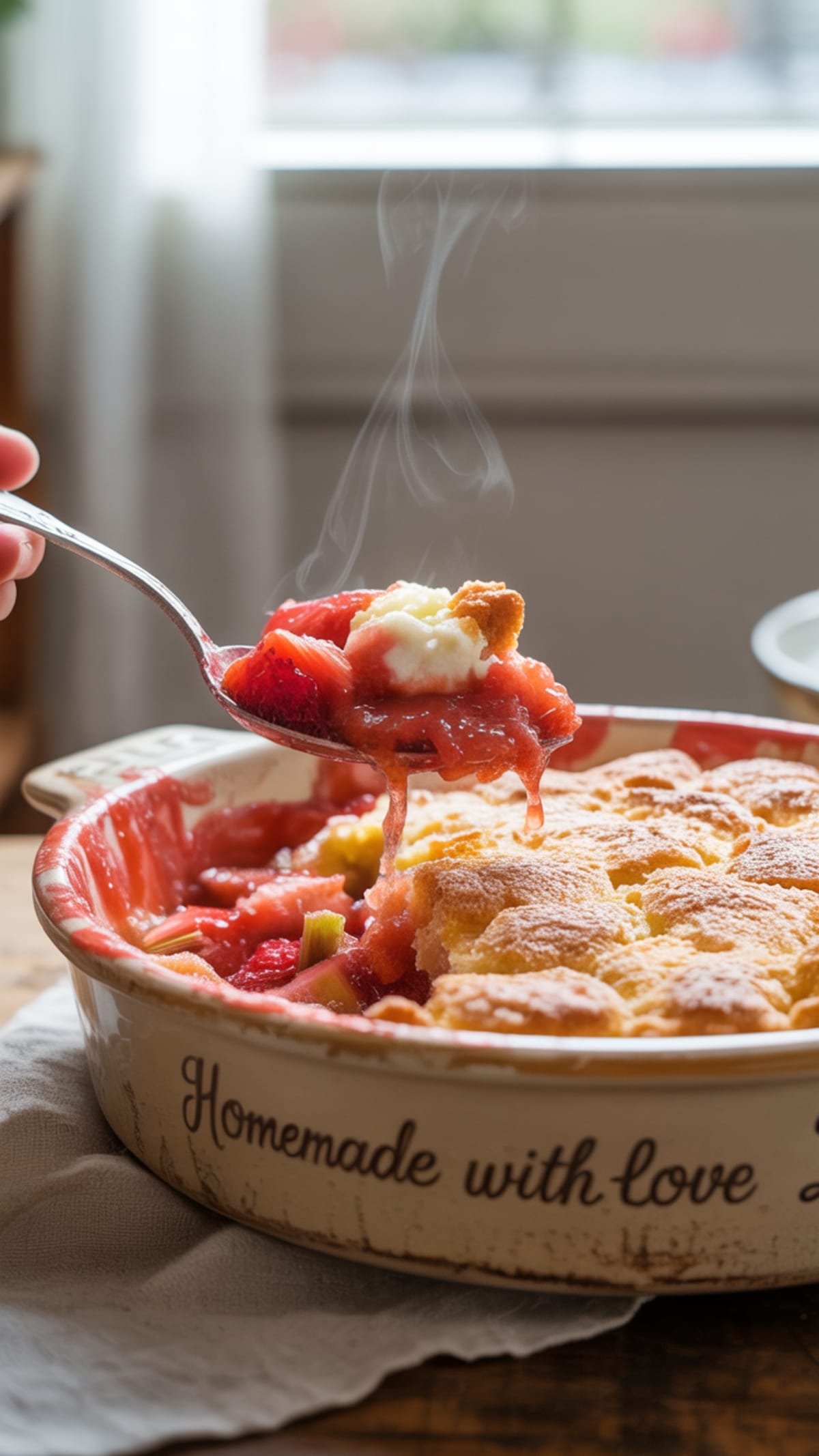 Healthy Strawberry Rhubarb Cobbler | Less Sugar, All Flavor