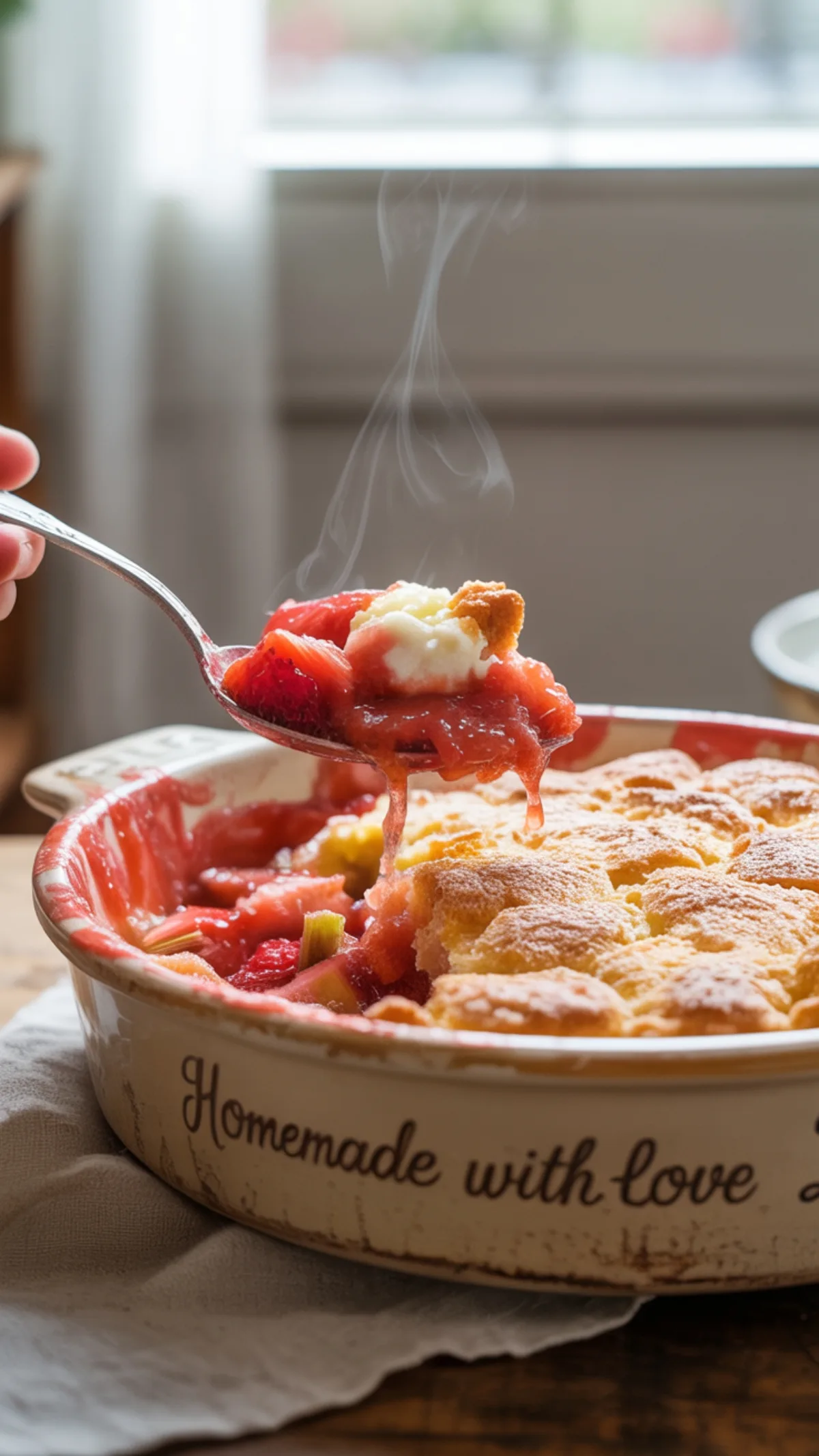 Healthy Strawberry Rhubarb Cobbler | Less Sugar, All Flavor
