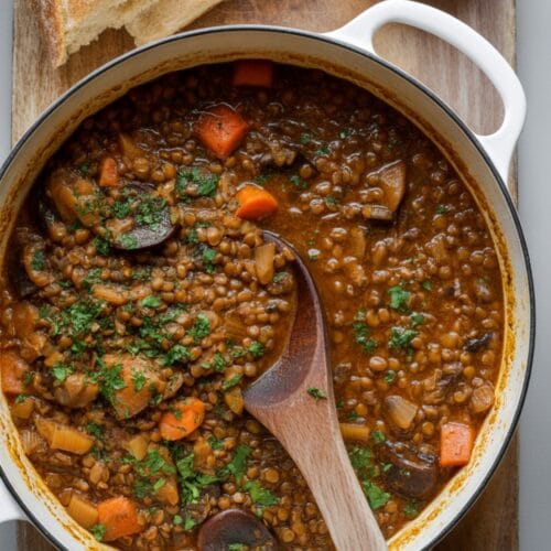 Hearty Vegan Lentil Mushroom Stew