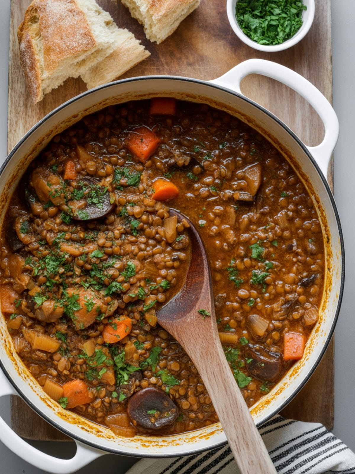 Hearty Vegan Lentil Mushroom Stew