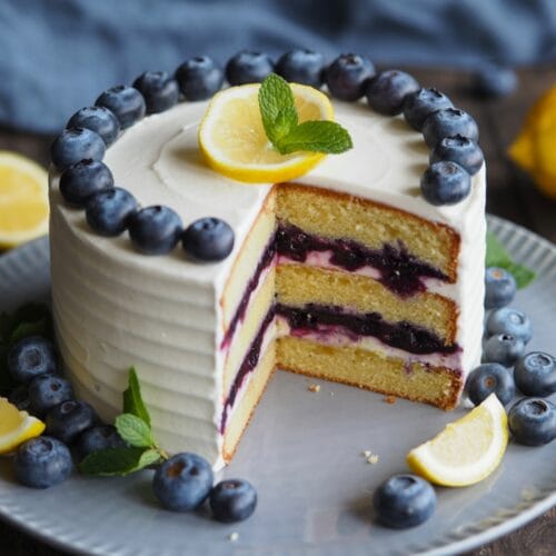 Lemon Blueberry Cream Cake