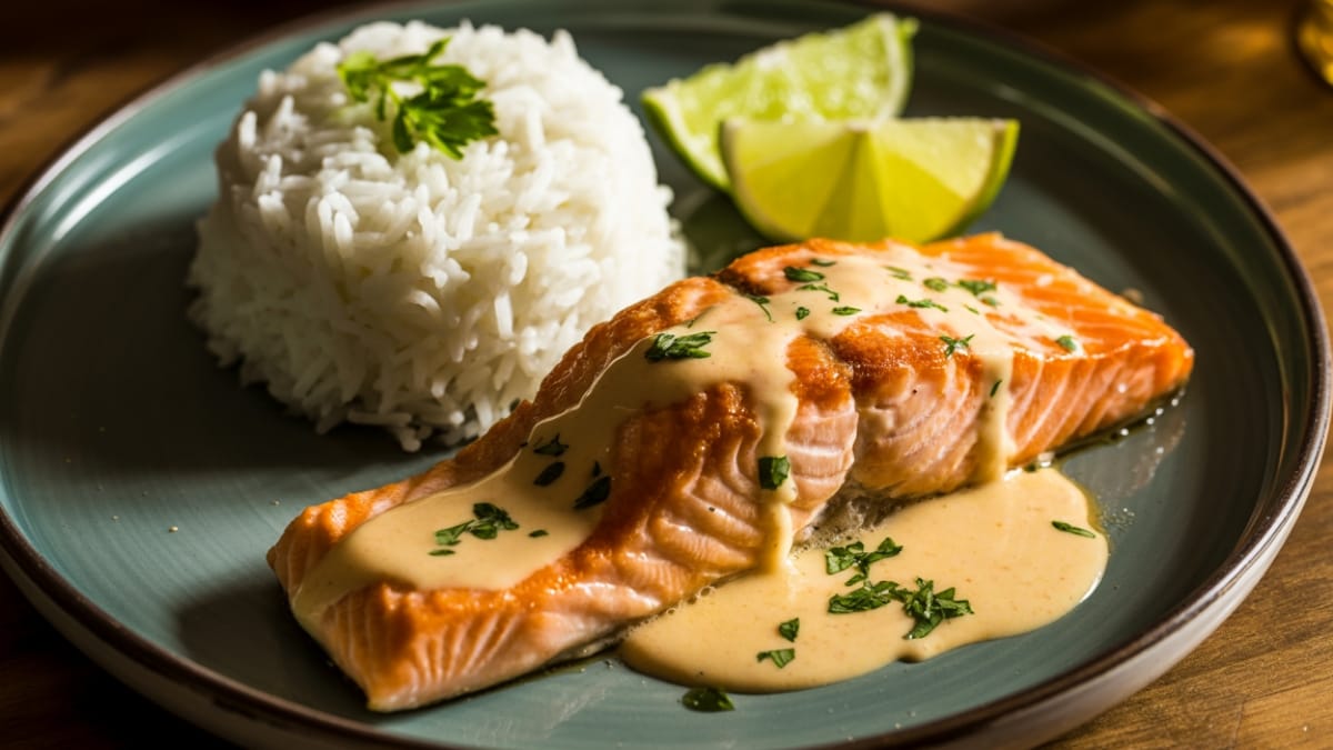 One-Pan Coconut Curry Salmon with Garlic Butter- A Perfect Weeknight Delight